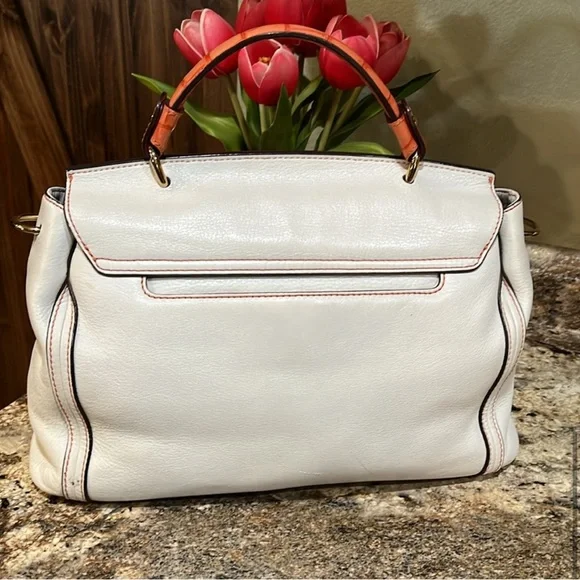 MCM EUC  White/ Orange leather croc embossed Handbag - Picture 6 of 12